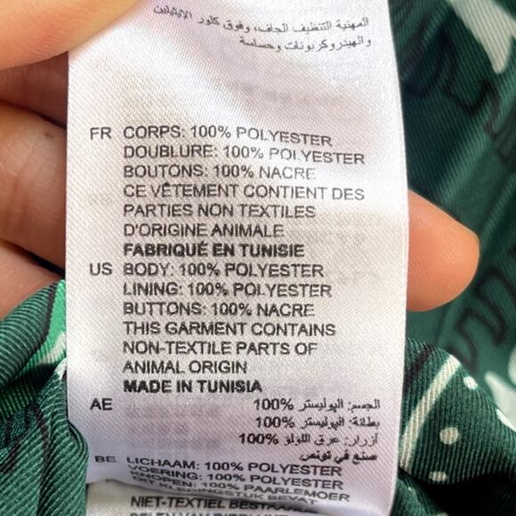 Sandro V Neck Long Sleeve Paisley Print Pleated Midi Dress Green Pattern Small - Picture 8 of 10